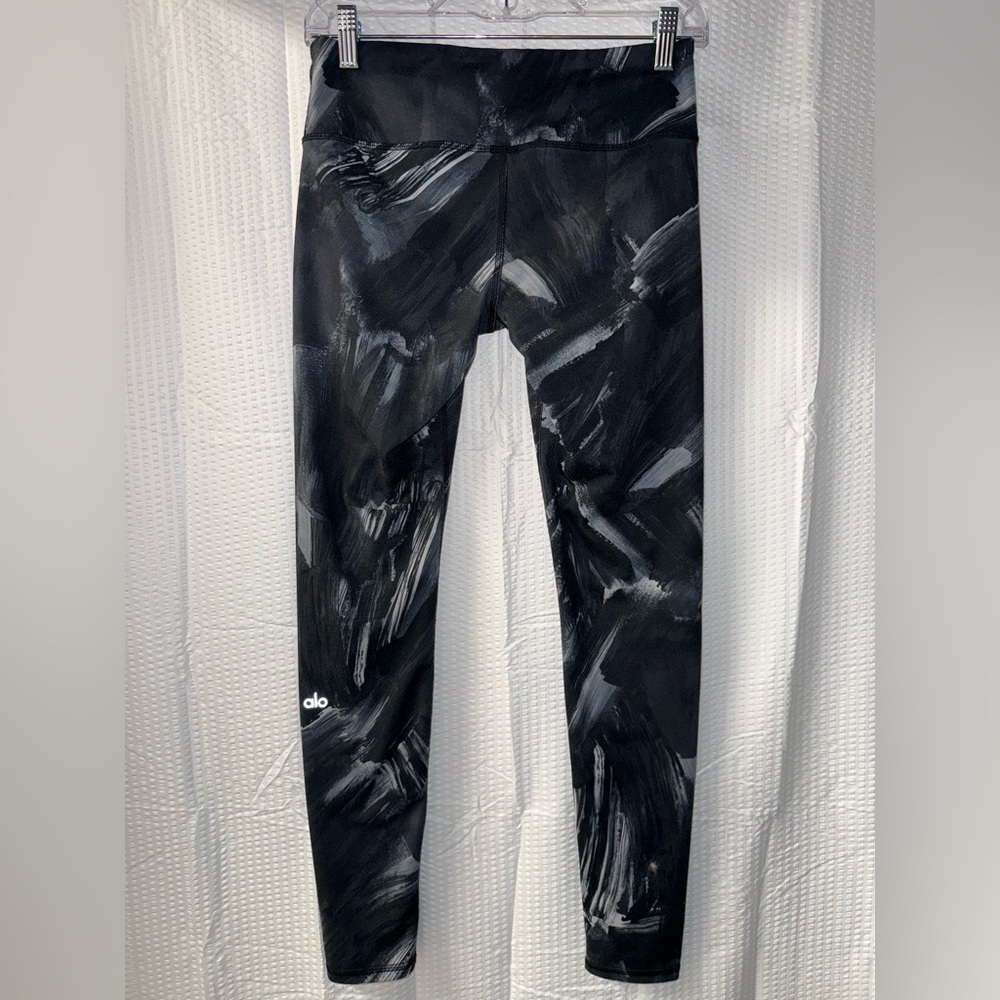 ALO Yoga Brushstrokes Leggings Full Length Black Gray Small